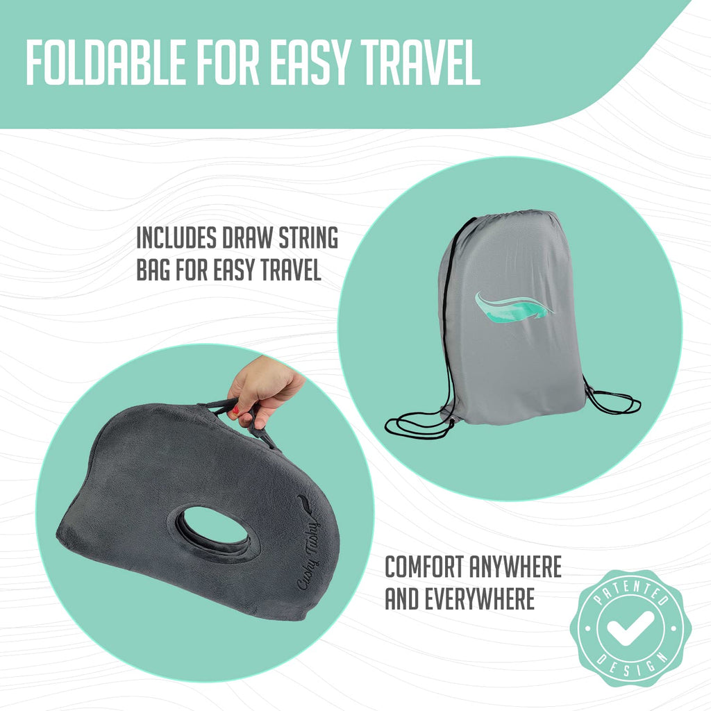 Cushy Tushy Foldable Sit Bone Seat Cushion - for Sit Bone Pain, Hip, Butt, Ischial Tuberosity, Hamstrings, and Sciatica Pain Relief - for Home, Office, and Driving…