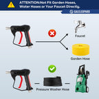 Short Pressure Washer Gun with 1/4" Quick Connector, 4350 PSI High Pressure Washer Gun with 5 Spray Nozzle Tips, 3/8'' Male Plug and M22-14/15mm Fittings, Power Washer Gun Compatible with Foam Cannon