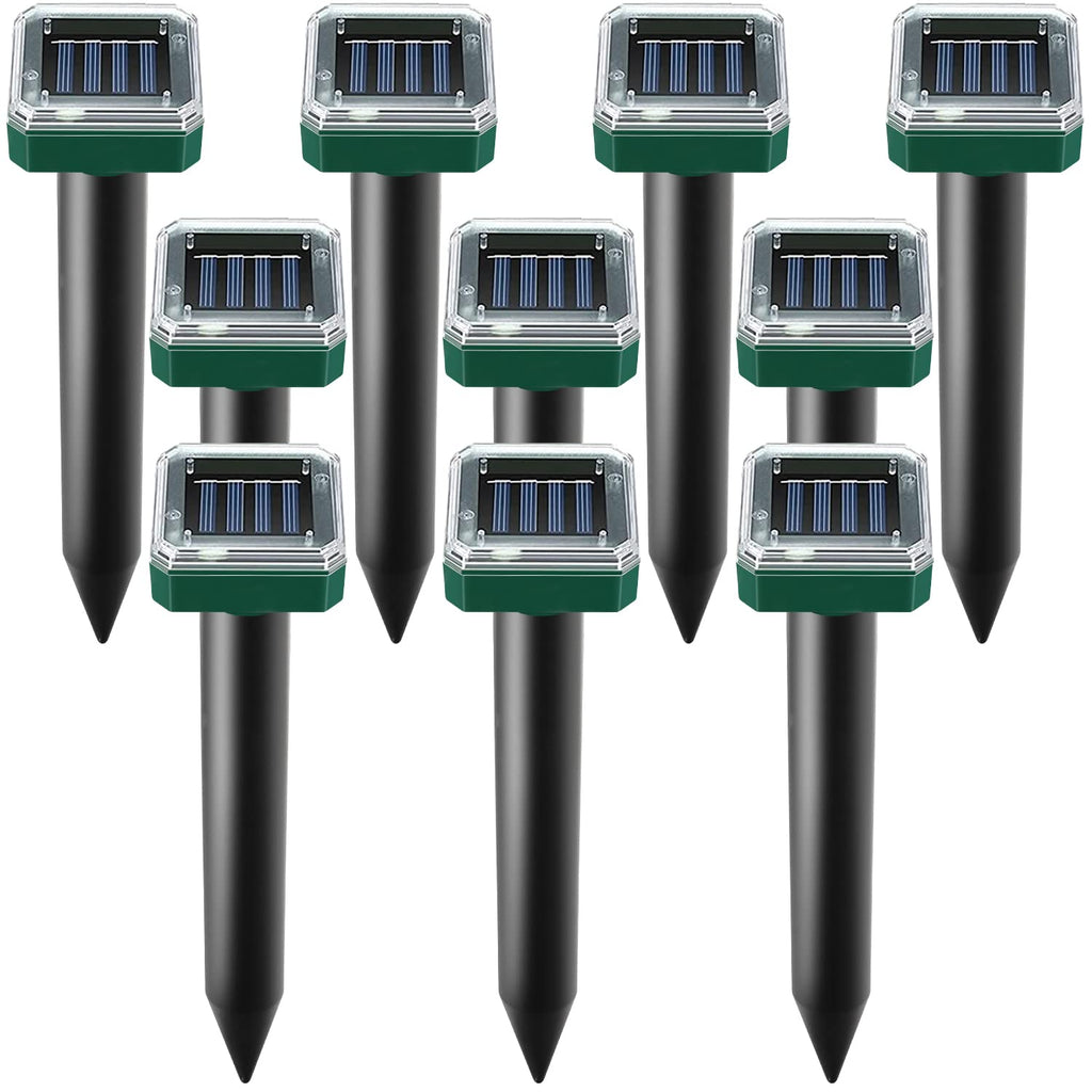 Mole Repellent Solar Powered, 10 Pack Solar Mole Repellent Ultrasonic for Vole, Snakes, Gopher, Waterproof Sonic Mole Deterrent Spikes,Snake Gopher Vole Repellent for Garden and Yard