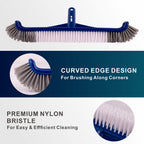 Fine Mesh Pool Net & Brush Head Combo - Sturdy Skimmer with 17.5" Professional Brushes for Pool Wall Cleaning