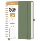 Spiral Journal Notebook, 160 Lined Pages, A5 Medium Size (5.7'' x 8.3''), for Men & Women, Journaling, Writing, Work & Office, Hardcover, 100 GSM Thick Paper (Light Green)