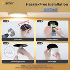 Ensenior 12 Pack 4 Inch LED Recessed Ceiling Light, Dimmable, 2700K-5000K 5CCT, 750LM 9W 120V, High Brightness Canless Wafer Downlight - ETL&FCC&IC