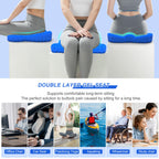 Airllantry Thicken 19.7in Seat Cushion, Gel Seat Cushion for Long Sitting–Office Chair, Wheelchair, Car Pad, Large Cooling Support Pad for Back Pain, Sciatica, Tailbone Pain Relief