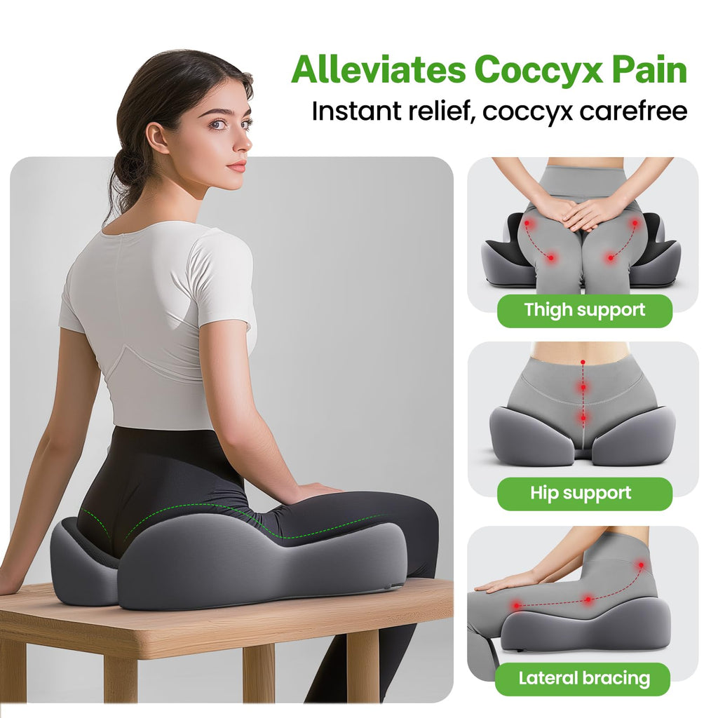 Benazcap Large Seat Cushion for Sciatica Pain Relief, 2024 Upgraded Seat Cushions for Office Chairs, Desk Chair Cushions/Office Chair Cushion, Tailbone Pain Relief Cushion for Car/Wheelchair