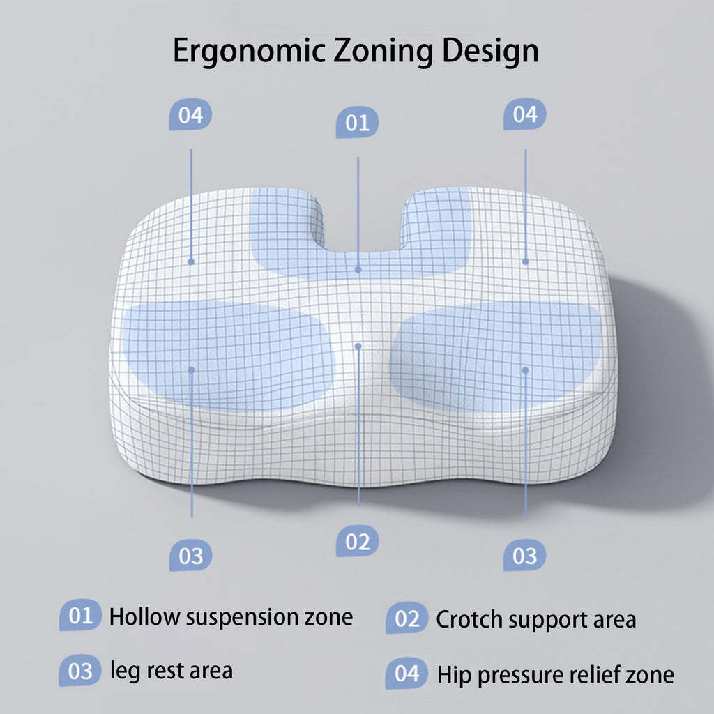 WMM Seat Cushion & Lumbar Support Pillow for Office Chair, Car Seat Wheelchair Travel, Reduce Tailbone Pressure for Lower Back, Tailbone, Sciatica, Hip Pain Relief