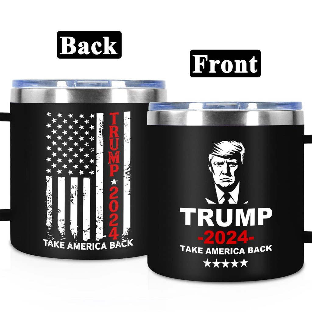 Icesip Trump Dad Mug 14 oz Insulated Coffee Mug with Lid and Handle, 14oz Double Wall Stainless Steel Coffee Tumbler Travel Cup, Black 1 Pack