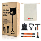 Nurouz Snow Removel Kits, Snow Shovel, Snow Brush, Ice Scrapers for Car Windshield-Non-Scratch, Folding Snow Shovel, Retractable Snow Brush Pusher, Extendable from 34" to 56" with Storage Bag