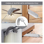 EHOMGUI Microfiber Feather Duster 5 PCS with Extension Pole 30’’ to 90’’, Extendable Long Duster with Reusable Bendable Head for Cleaning Fan/High Ceiling, Blinds, Furniture, Cars