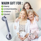 TAILI Shower Grab Bar 16 Inch Suction Cup Grab Bars, Removable Shower Handles for Elderly Suction Heavy Duty Bathtub Grip for Seniors, Strong Handrails No Drilling Waterproof, Silver