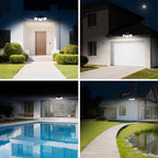INCX Solar Lights Outdoor Waterproof, 3000 LM 156 LED Motion Sensor Outdoor Lights, 3 Heads Solar Powered Security Flood Light Motion Detected Spotlight for Patio Garage Yard Entryways, 2 Pack Black
