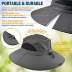 Men's Waterproof Sun Hat, Outdoor Sun Protection Bucket Safari Cap For Safari Fishing Hunting Dark Gray One Size