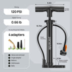 Bike Pump Floor, Advanced Bike Tire Inflator, Bicycle Hand Air Pump with Dual Presta and Schrader Valves, Handheld Pump, Suitable for Road and Mountain Bikes, Baby Stroller, Balls (Portable)