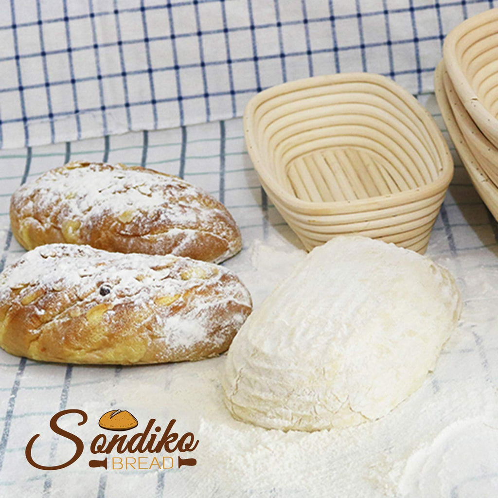 Sondiko Oval Sourdough Proofing Basket 2 Pack, Handmade Sourdough Bread Baking Supplies, Banneton Bread Proofing Basket with Proofing Cloth Liner for Sourdough Bread, Baking