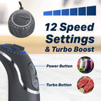 Mueller Multistick 800W 4-in-1 Immersion Blender Handheld, 12 Speed Hand Mixer - Turbo Boost, Heaviest Duty Copper Motor, Titanium Blades Hand Blender, Milk Frother Wand, Whisk, Beaker, Chopper
