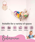 Xiaheshu Macrame Stuffed Animal Net or Hammock Hanging Net for Plush Toy Holder Squishmallow Net Toy Hammock for Stuffed Animals Storage Ideas Plushie Net Hammock Stuffy Animal Holder Organizer