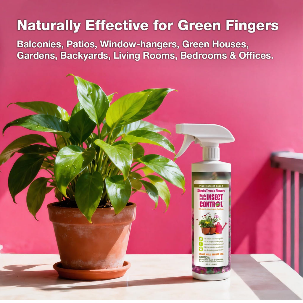 EcoVenger® Garden Insect Control 16 oz | Kills Aphids Mealybugs Spider Mites Gnats and Eggs | Indoor Outdoor | Plant-Based Child and Pet Safe