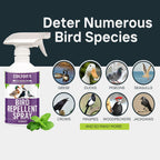 Bird Repellent Spray (32 OZ) Deter Birds from Outdoor Surfaces, Garden Areas Deterrent Natural Woodpecker, Pigeon and More Natural