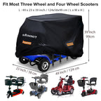 Upgraded Mobility Scooter Storage Cover,SRIMMIT Heavy Duty 420D Oxford Fabric Electric Scooter Cover, Waterproof,Anti-UV,Durable with Waterproof Strip,Reflective Strips,3 Buckles(L49"x 23"x 39"）