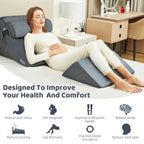 PIASHJOY 4pcs Bed Wedge Pillow Post Surgery,Wedge Pillow for Sleep apnea for Relief of Body Back and Leg Pain,Acid Reflux and Anti-snoring.