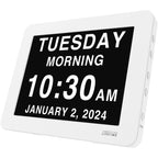 American Lifetime 【New 2024 Dementia Clock Large Digital Clock for Seniors, Digital Clock Large Display with Custom Alarms, Clock with Day & Date for Elderly, Large Number Digital Clock Premium White