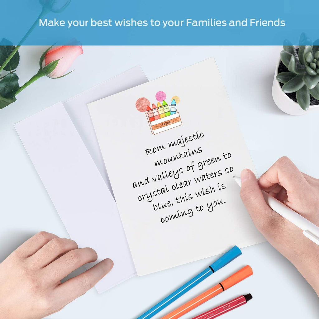 Blank White Cards and Envelopes 100 Pack, Ohuhu 5 x 7 Heavyweight Folded Cards and A7 Envelopes for DIY Christmas Greeting Cards, Wedding, Birthday, Invitations, Thank You Cards & All Occasion