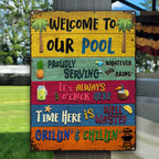 Wander Prints Welcome Pool Sign - Housewarming Gift For men, women - Birthday Gift for Dad mom grandpa grandma, 1st Christmas new home Metal Sign