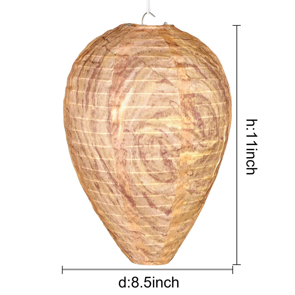 DECYOOL 4 Pack Wasp Nest Decoy Hanging Wasp for Wasps Hornets Yellow Jackets Outdoor Waterproof Material (Dark Brown)