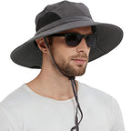 Men's Waterproof Sun Hat, Outdoor Sun Protection Bucket Safari Cap For Safari Fishing Hunting Dark Gray One Size