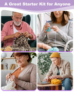Aeelike Crochet Kit for Beginners Young and Old, First Crochet Kit for Adults Include 23pcs Crocheting Hooks, 655 Yards Yarn Set, Instruction, Bag, Crocheting Accessories and Supplies, Purple