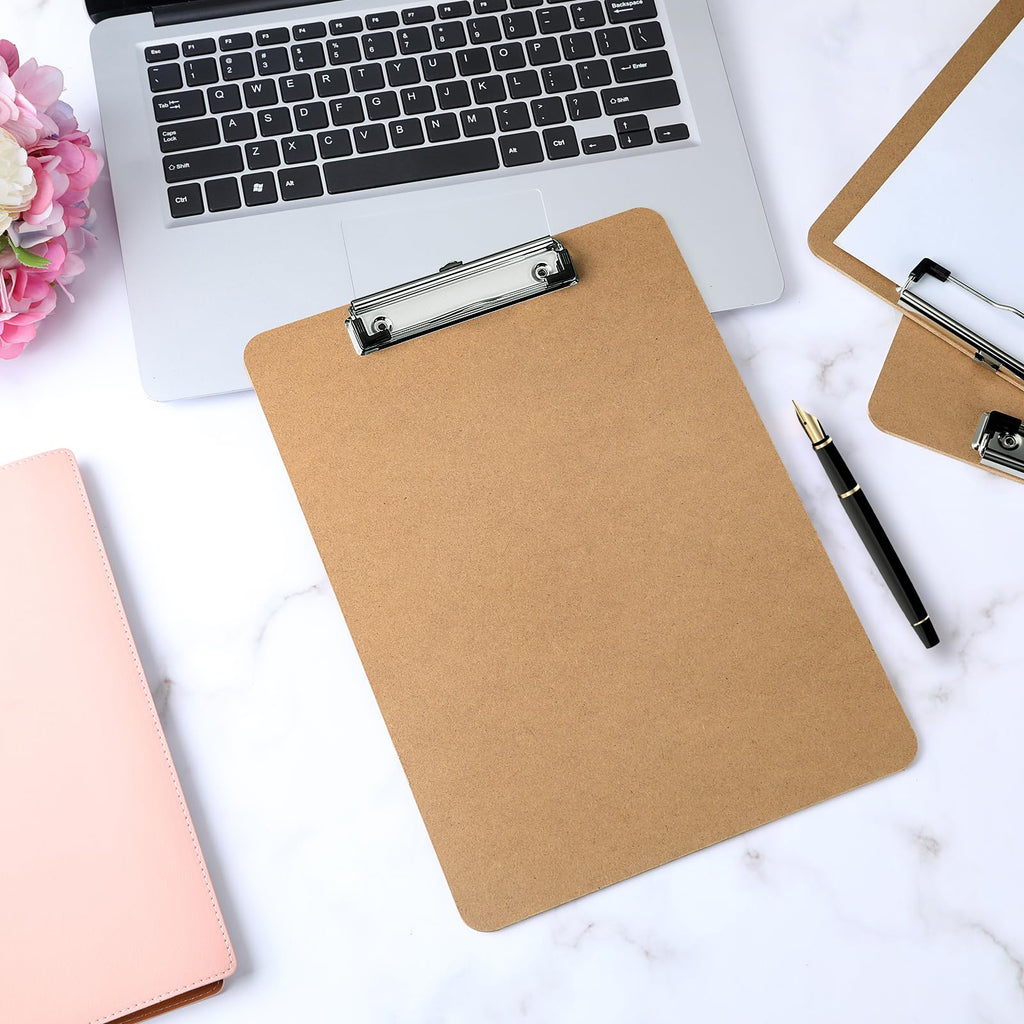 Wood Clipboards Set of 2, Letter Size Hardboard Clip Board 8.5x11 for Classroom, Students, Kid, A4 Standard Size 9" x 12.5" with Low Profile Clip, Office & School Supply