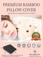 PLANETOFBAMBOO 100% Bamboo Fiber top Layer Replacement Wedge Pillow Cover (24 x 24 x 10) with Zipper - Sweat-Absorbent, Moisture-Wicking, Odor-Free Wedge Pillow Case (Black)