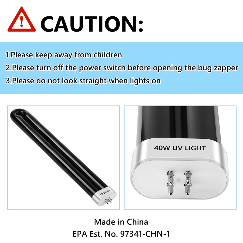 Kittmip Bug Zapper Replacement Bulbs, 40w Black Light Bulb Compatible with Black Flag Bug Zapper Model BZ-40DX, BZ-40MAX, and BZ-40BLK (2)