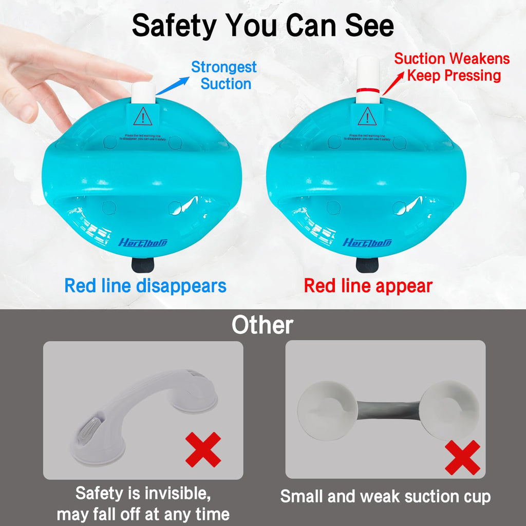 Shower Grab Bars, Safety Shower Grab Bars for Seniors, Drill-Free Shower Handle for Bathroom, Grab Bar for Elderly, Post-Surgery, Pregnant, Blue
