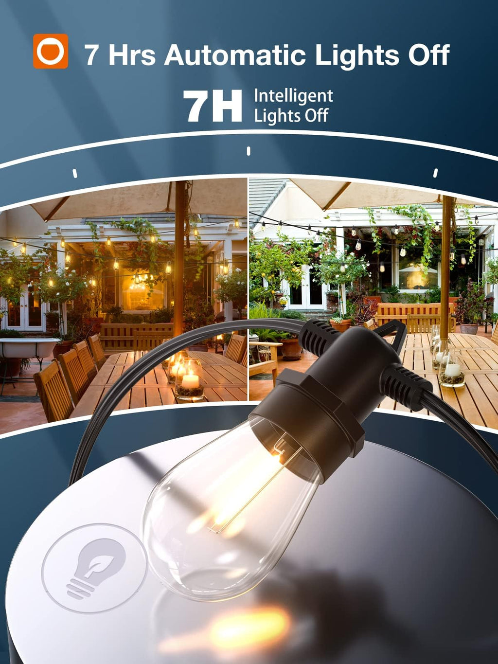 addlon 54(48+6) FT Solar String Lights Outdoor Waterproof with USB Port & Remote Control Solar Patio Lights Long Last for 20+Hrs Dimmable Solar Power LED Bulbs for Porch Garden Market Bistro