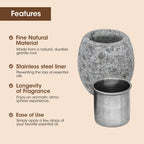 MXMZHXU Sauna Aromatherapy Stone, Sauna Essential Oil Diffuser, Natural Rock with Stainless Steel Bowl for Essential Oils, Spa Accessories