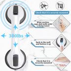 Shower Handle Grab Bars Bathtubs - 2Packs 12inch for Bathroom with Strong Hold Suction Cup, Balance Bar Safety Hand Rail for Injury, Senior, Elderly Black