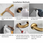 Rackickyer Shower Grab Bar, 2 Pack 12 Inch Gold Bathroom Grab Bar, 1.25" Diameter 304 Stainless Steel Anti-Slip Grab Bars for Bathtubs and Showers, Handicap Shower Grab Bar for Seniors Elderly