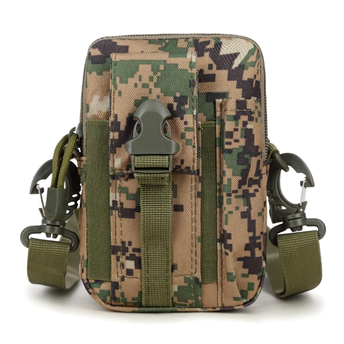 Tactical Molle Pouch - Outdoor Sports Waist Bag, Hiking Multi-Purpose Phone Pouch, Durable & Water-Resistant for Camping, Cycling, Travel（Green Jungle Digital）