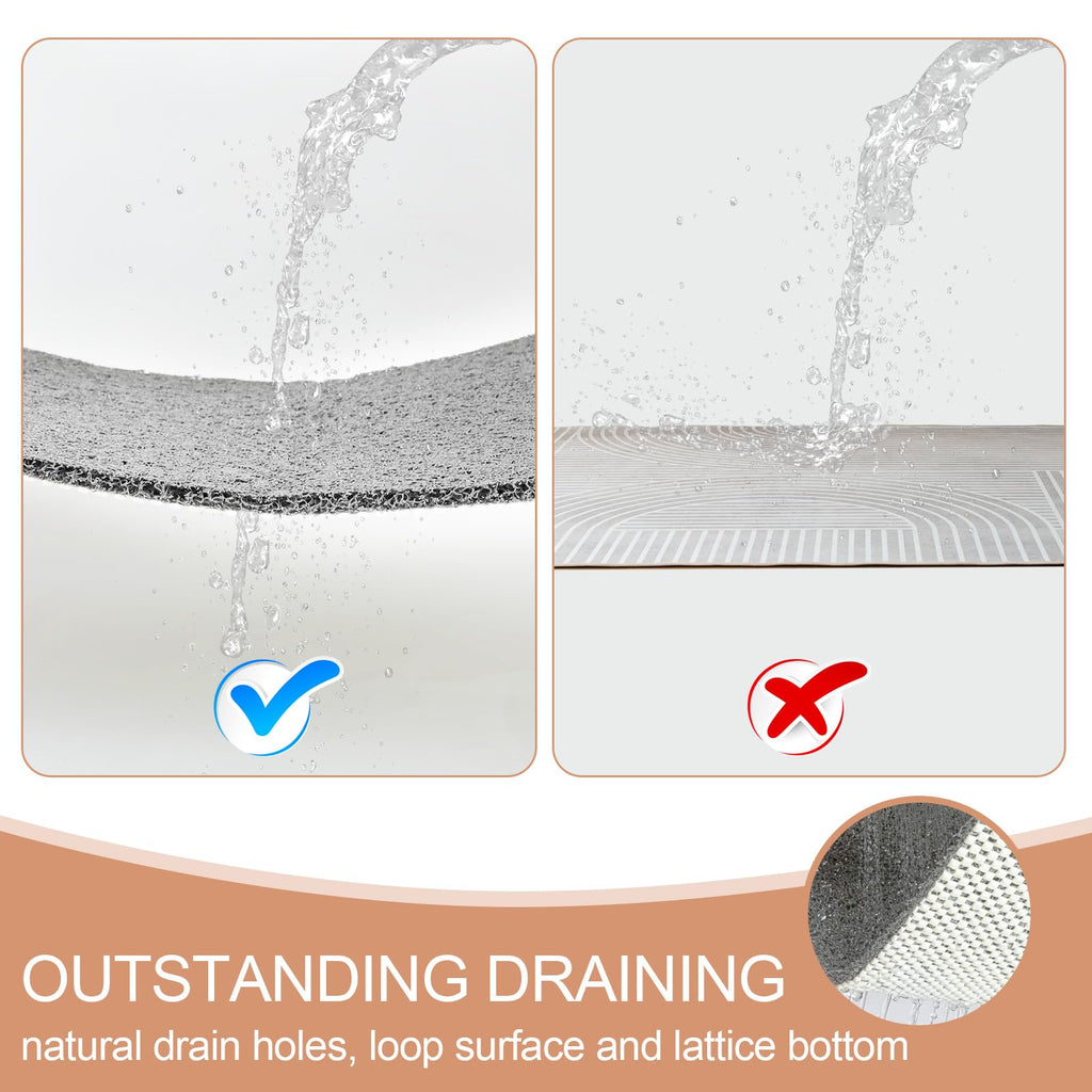Joyhalo Shower Mats for Showers Anti Slip for Elderly, 24'' x 24'' Non Slip Bath Mat for Inside Shower, Bath Tub Mats for Bathroom Non Slip for Shower, PVC Loofah Bathroom Mats, Grey