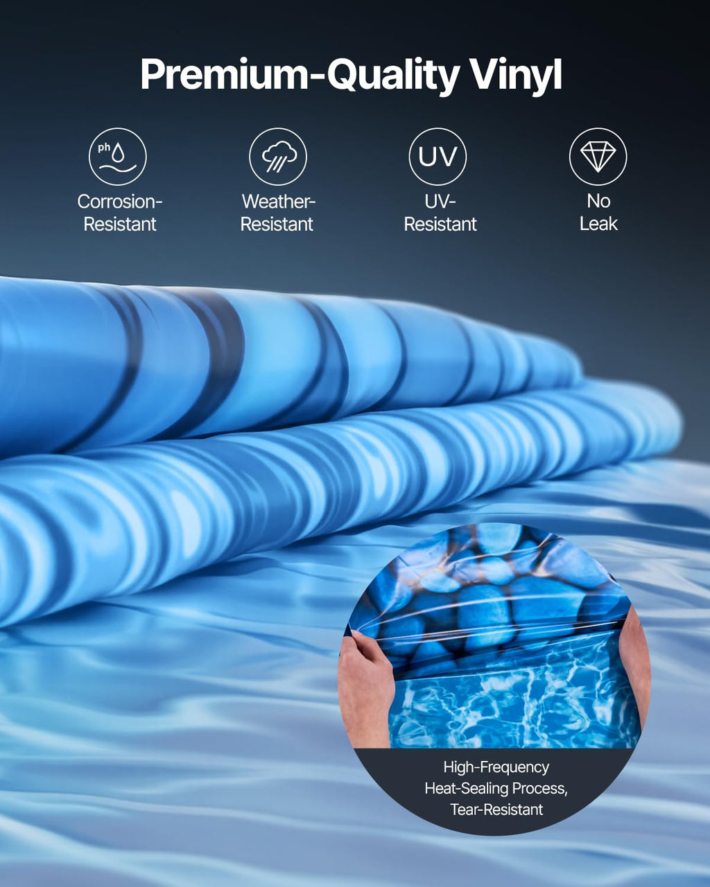VEVOR 24-ft Round Above Ground Pool Liner, Unibead Pool Liners, Standard Gauge, 52inch Wall Height, Designed for Steel Sided Above-Ground Swimming Pools