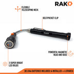 RAK Magnetic Pickup Tool Gifts for Men - Telescoping Magnet with LED Flashlight and 22 Inches Extendable Neck, Cool Gadgets Mechanic Tool, Holiday Gifts for Men, Dad, Husband, Grandpa, Handyman