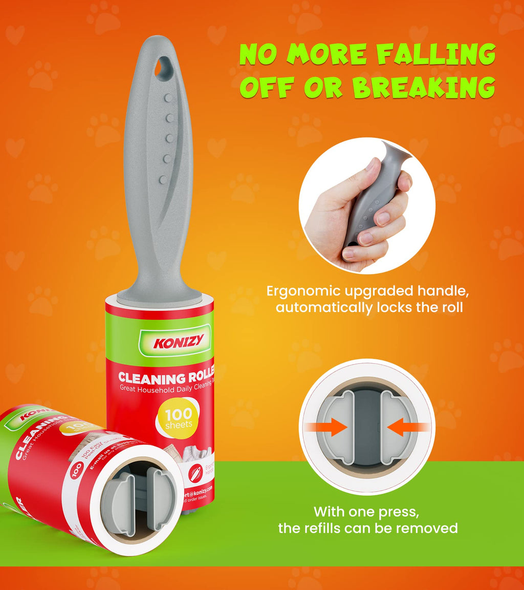 KONIZY Lint Rollers for Pet Hair Extra Sticky, 500 Sheets Mega Value Set Roller with 2 Upgraded Handles, 5 Portable Remover Clothes, Furniture, Carpet, Dog & Cat Removal