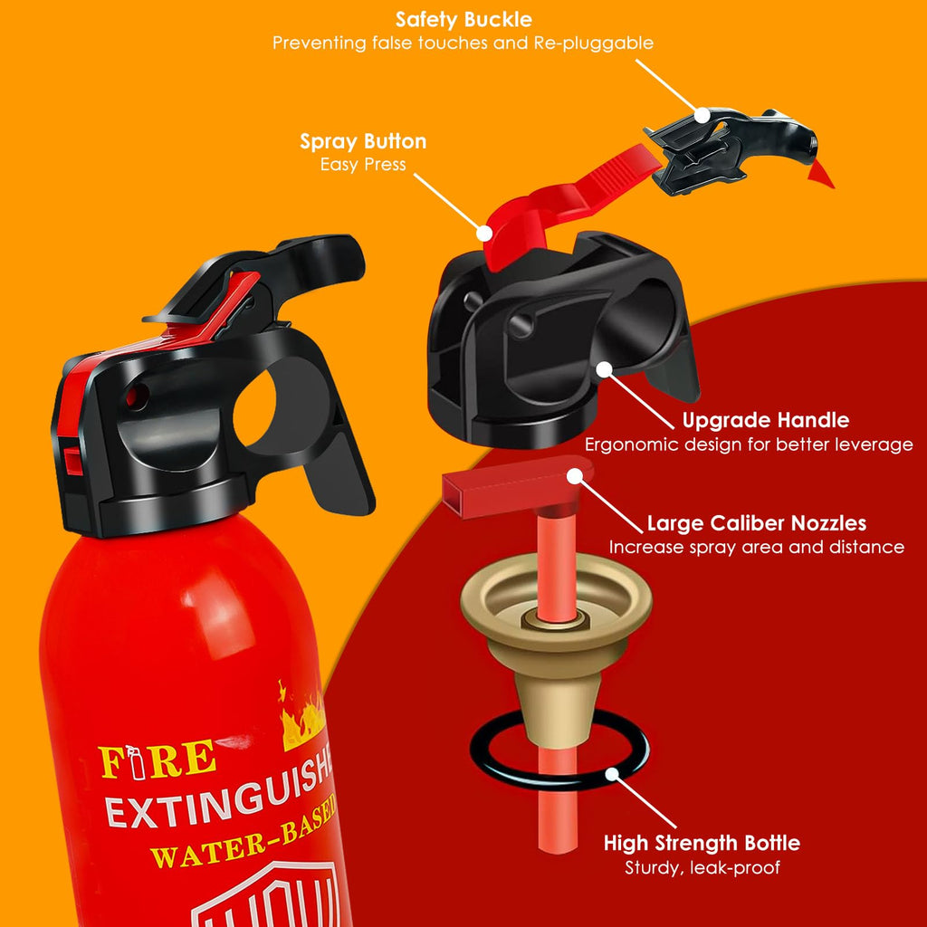 WPW Upgraded 8-in-1 Fire Extinguisher for Home with Wall Mount, 620ml Portable Fire Extinguisher For Vehicle Car Boat House Kitchen Emergency Supplies, Water-Based Solution For A, B, C, K Fire
