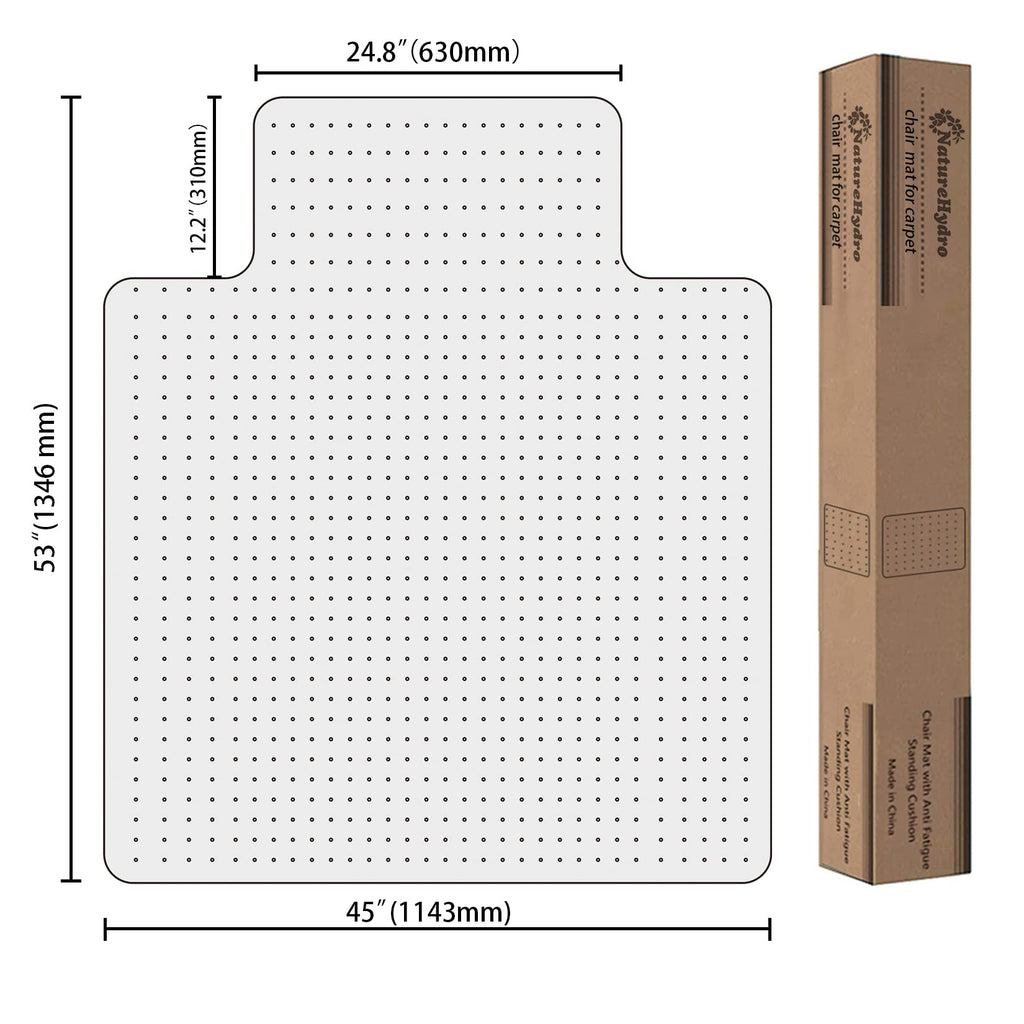 Naturehydro Chair Mat for Low Pile Carpeted Floors - 53" x 45" x 0.09" Clear Plastic Chair Mat Under Desk, Easy Glide Rolling Floor Protector, BPA and Phthalates Free (with Lip)
