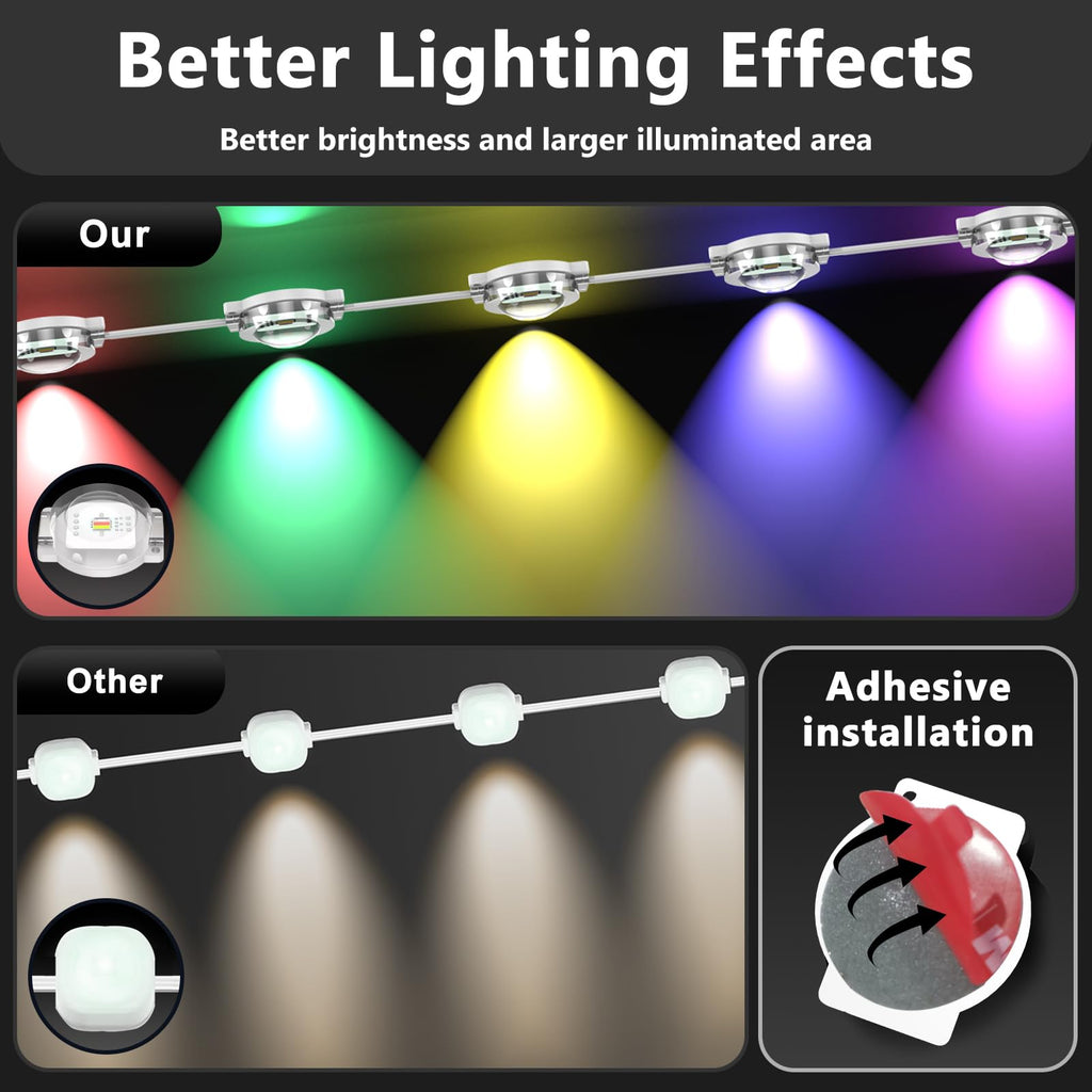 CETELUMA 300FT Permanent Outdoor RGB Lights, IP67 Waterproof Smart Eave Lighting, with App/Remote Control Eaves Light, DIY LED Scenes Modes for House Roof Decor,Christmas,Party,All Holiday and Daily.