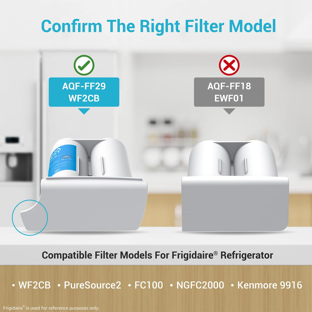 AQUA CREST Refrigerator Water Filter Replacement for WF2CB®, PureSource2®, FC100, NGFC 2000, 9916, 469916, 469911, EWF2CBPA®