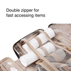 BAGSMART Toiletry Bag Travel Bag with Hanging Hook, Water-resistant Makeup Cosmetic Bag Travel Organizer for Accessories, Shampoo, Full-size Container, Toiletries (Khaki Checkerboard, Medium)