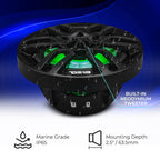 DS18 HYDRO NXL-6 - High End Coaxial Speaker Pair - 2-Way Marine Speaker w/Integrated RGB Lights - 300 Watt - 100% UV Stable - Water Resistant Speakers - 6.5 Inches, Black