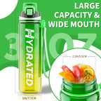 Water Bottle, 32 oz Motivational Water Bottles with Time Marker-Tritan & BPA Free, Sports Water Bottle with Time to Drink & Strap, Wide Mouth, Leakproof -Gift for Christmas Gym Fitness & Outdoor