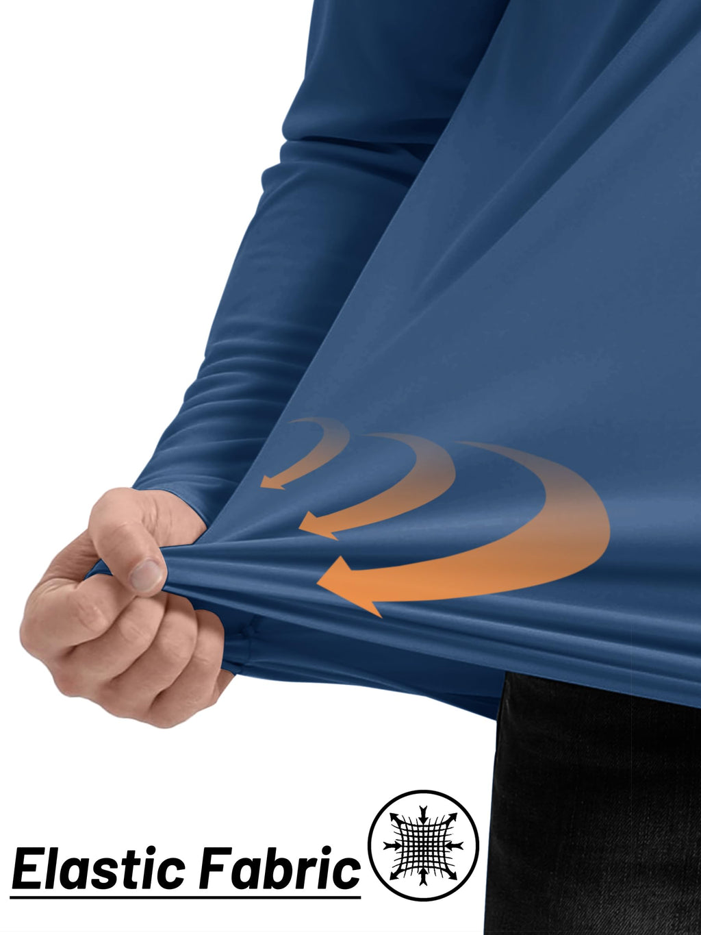 Sun Protection Shirts for Men Long Sleeve 1/4 Zip Outdoor Athletic Performance Workout Shirt for Men Quick Dry Fit Sports Shirts Blue Grey M